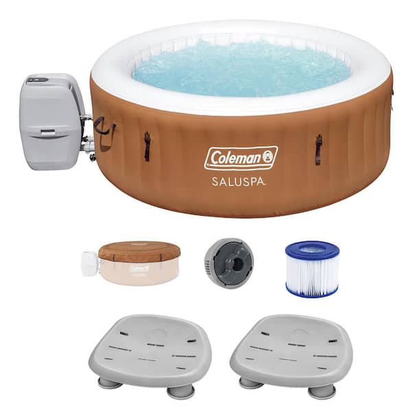 Bestway Miami 4-Person AirJet Inflatable Hot Tub with 2 Pack SaluSpa Spa Seat