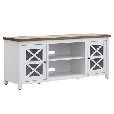 Colton 58 in. White TV Stand Fits TV's up to 65 in. with Gray Oak Top