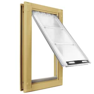 10 in. x 19 in. Large Single Flap for Doors with Tan Aluminum Frame
