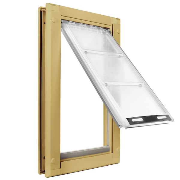 Endura Flap 10 in. x 19 in. Large Single Flap for Doors with Tan Aluminum Frame