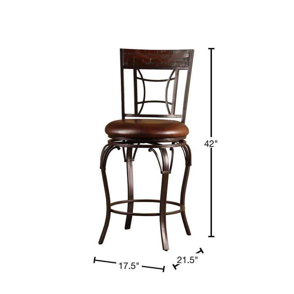 Granada Dark Chestnut Swivel Counter Stool with Metal Arches