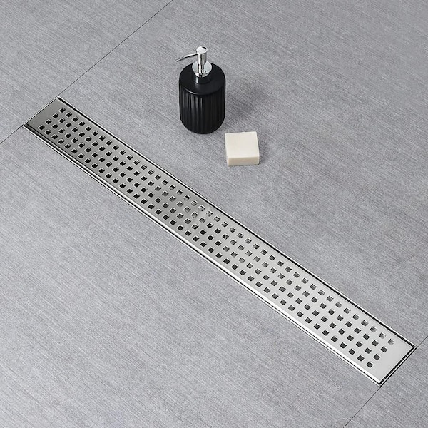 Interbath 4 in. x 4 in. Stainless Steel Square Shower Floor Drain