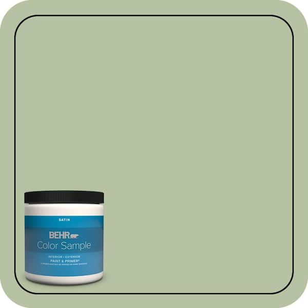 BEHR PREMIUM PLUS 8 oz. #M380-4 Chopped Dill Satin Enamel Interior/Exterior Paint & Primer Color Sample