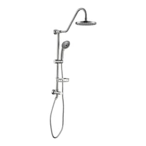 ACAD 5-Spray 8 in. Round Shower System Kit with Hand Shower and Adjustable Slide Bar Soap Dish in Brushed Nickel