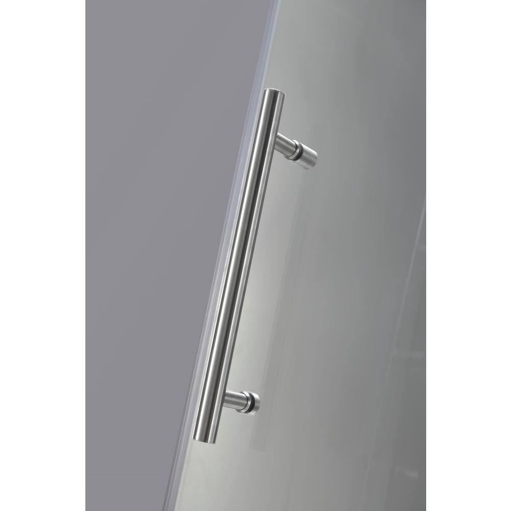 Langham 60" x 77.5" Frameless Frosted Glass Sliding Shower Enclosure with Base