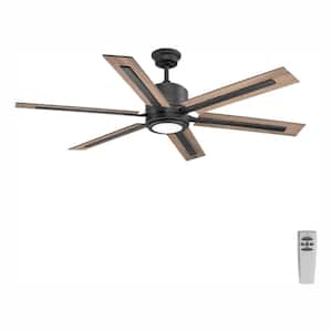 Glandon 60 in. 6-Blade Indoor Black-Gilded Iron Ceiling Fan for Living Room with LED Light and Remote