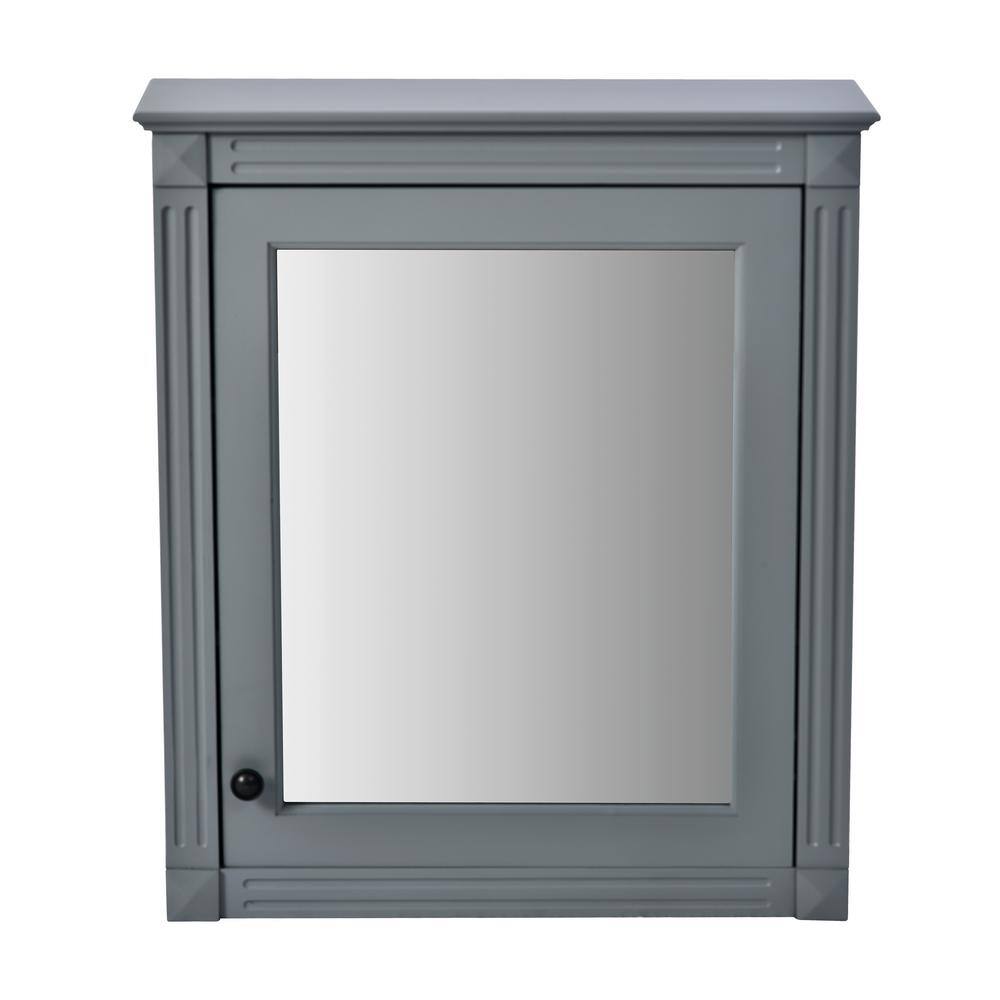 24.01 in. W x 27.76 in. H Gray Rectangular Wood Medicine Cabinet with Mirror, Height Adjustable Shelf price history on PriceWatchPro