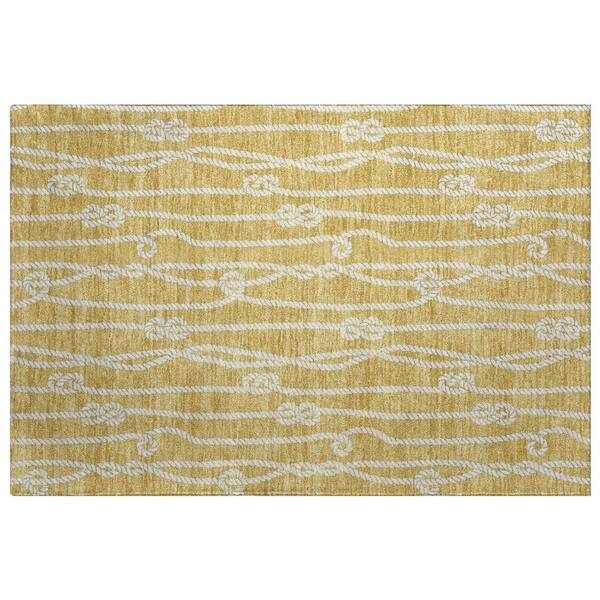 Dream Shag Premium Machine Washable Abstract ADS152 Gold 3 ft. x 4 ft. Area Rug