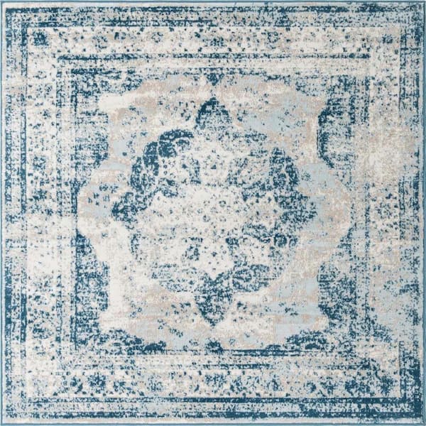 Unique Loom Sofia Salle Garnier Blue 6' 0 x 6' 0 Square Rug
