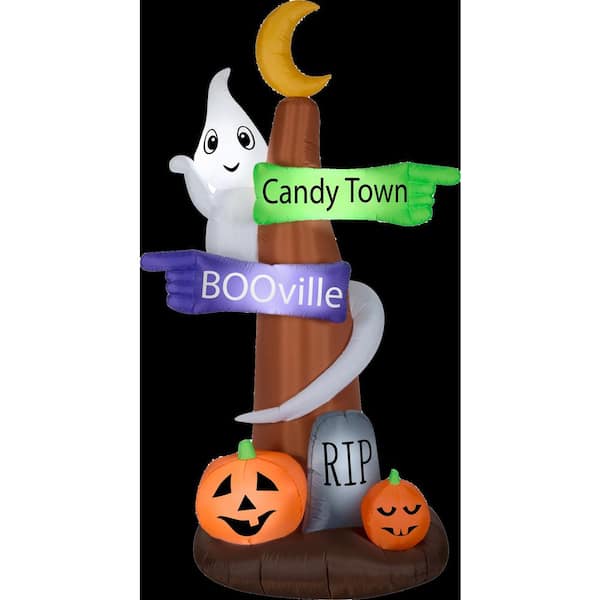 Unbranded 8 ft. Halloween Inflatable Ghost Wrapped Around Sign Post