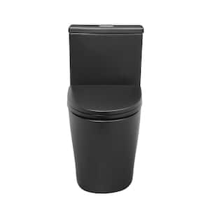 Dreux 1-piece 1/1.28 GPF Dual Flush Elongated Toilet in Matte Black Seat Included