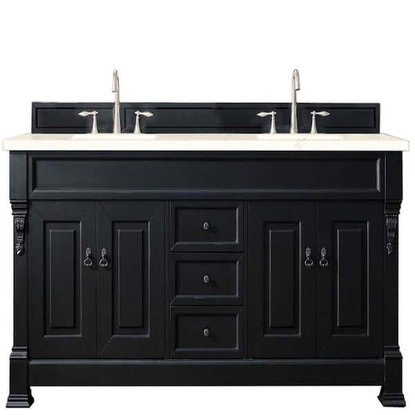 James Martin Vanities Brookfield 72 in. W x 23.5 in. D x 34.3 in. H Double Bathroom Vanity in Antique Black with Marfil Quartz Top