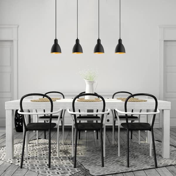 Priddy 2 39.76 in. W x 82.2 in. H 4-Light Multi Light Linear Pendant with Metal Shades