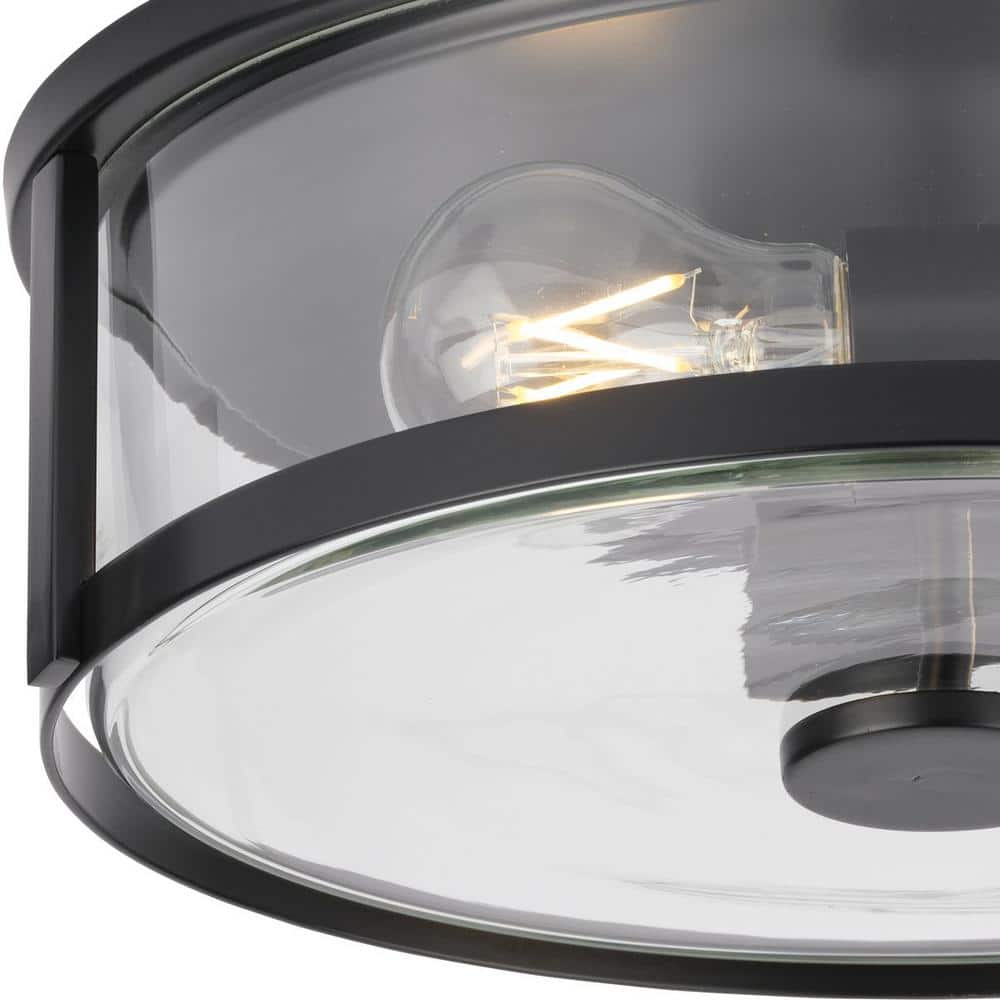 Gilliam Matte Black Glass 2-Light Flush Mount