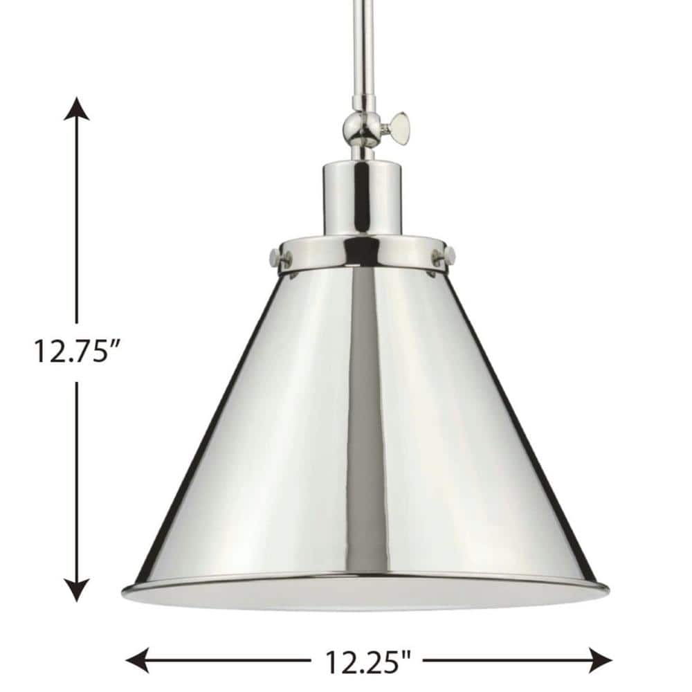 Hinton 12" Polished Nickel Vintage Glass Pendant Light