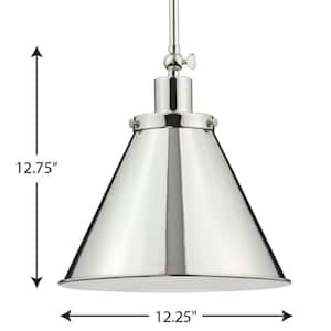 Hinton Collection 1-Light Polished Nickel Vintage Pendant Hanging Light