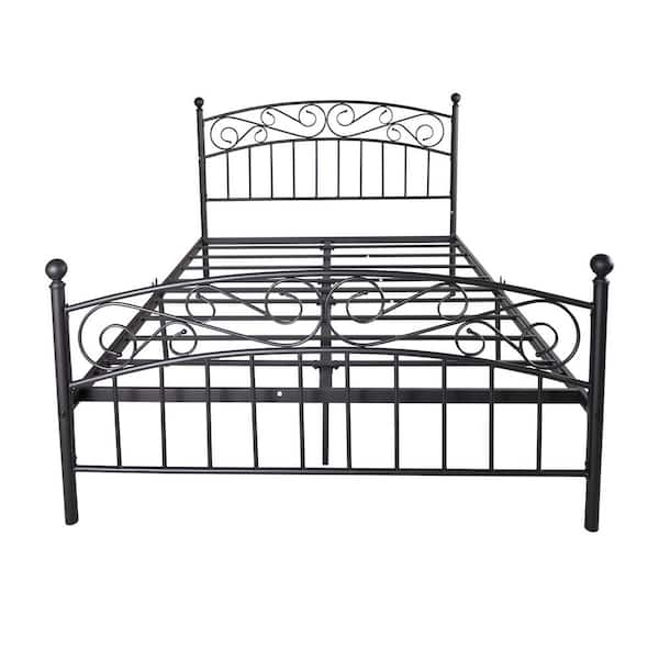 Maincraft Black Metal Frame Queen Platform Bed with Headboard and