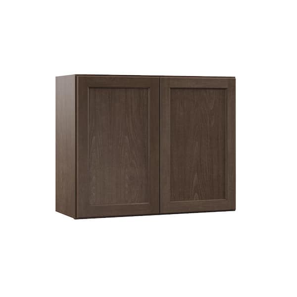 Hampton Bay Shaker 30 in. W x 12 in. D x 24 in. H Assembled Wall Bridge Kitchen Cabinet in Brindle with Shelf