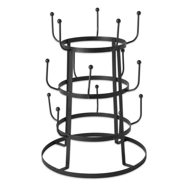 Metal 3-Tier Mug Tree Stand with Vintage Black Finish, Holds 15 Mugs, 9.5 x 12.75 Inch