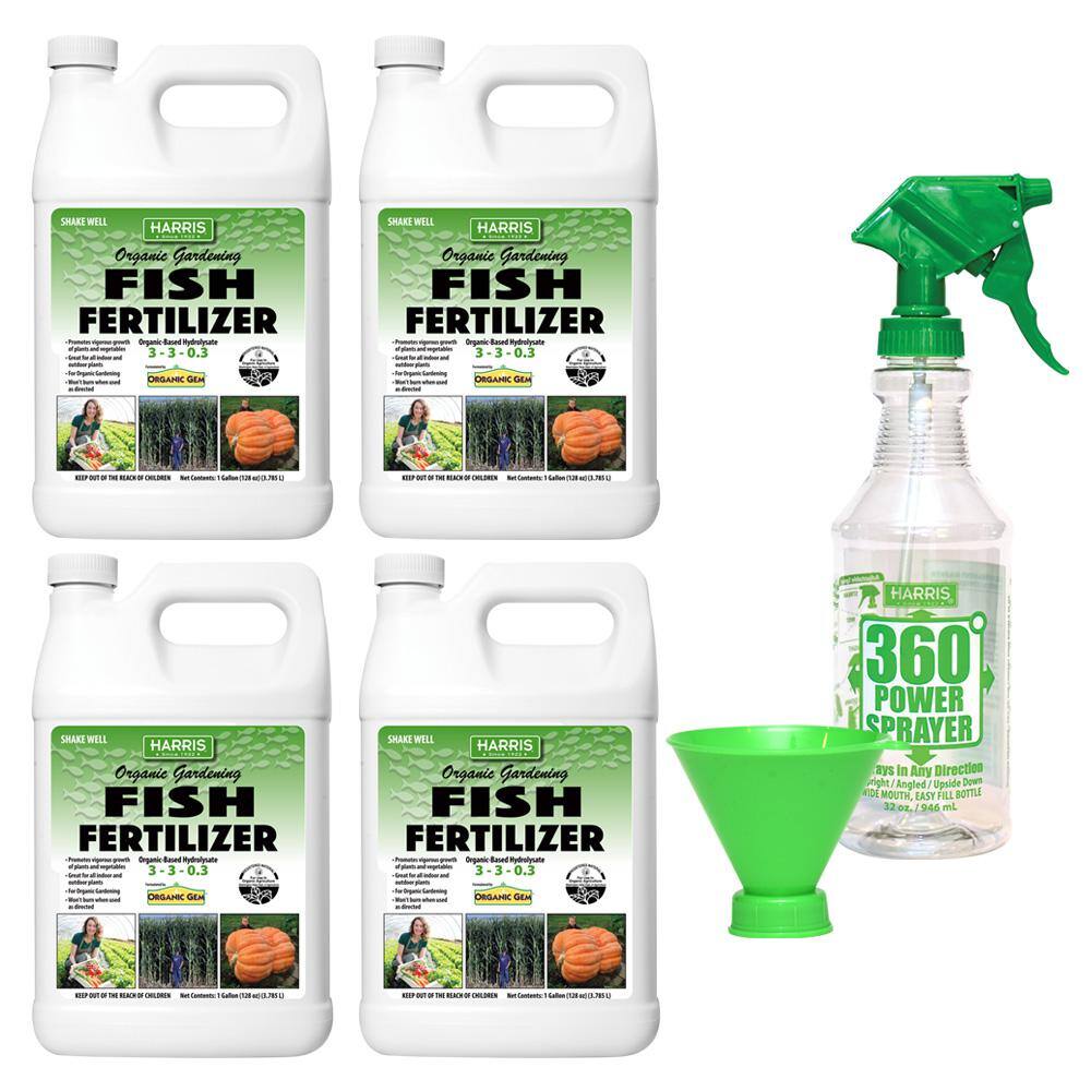 Harris 512 oz. Organic Gardening Liquid Fish Fertilizer Gallon (4Pack