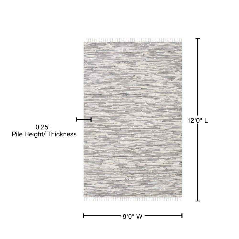 Coastal Charm Silver Cotton Hand-Woven Area Rug, 9' x 12'
