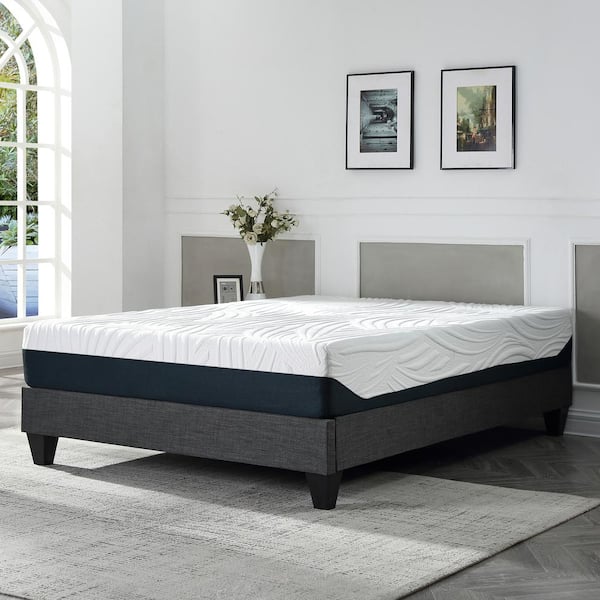 Contemporary Upholstered Grey California King Platform Bed