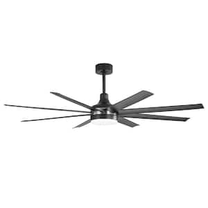 Archer 65 in. Integrated LED Indoor Black and Satin Nickel Ceiling Fan with Light and Remote Control Included