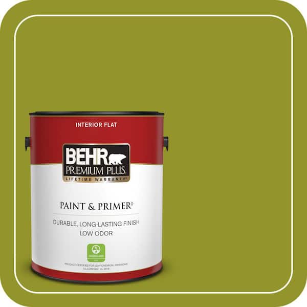 BEHR PREMIUM PLUS 1 gal. #P350-7 Lazy Lizard Flat Low Odor Interior Paint & Primer