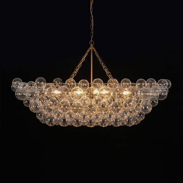 HUOKU Neuvy 8-Light 51.2 in.W Brushed Gold Chandelier with Cluster