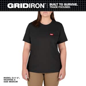 Milwaukee Women's Large Black GRIDIRON Short Sleeve Pocket T-Shirt