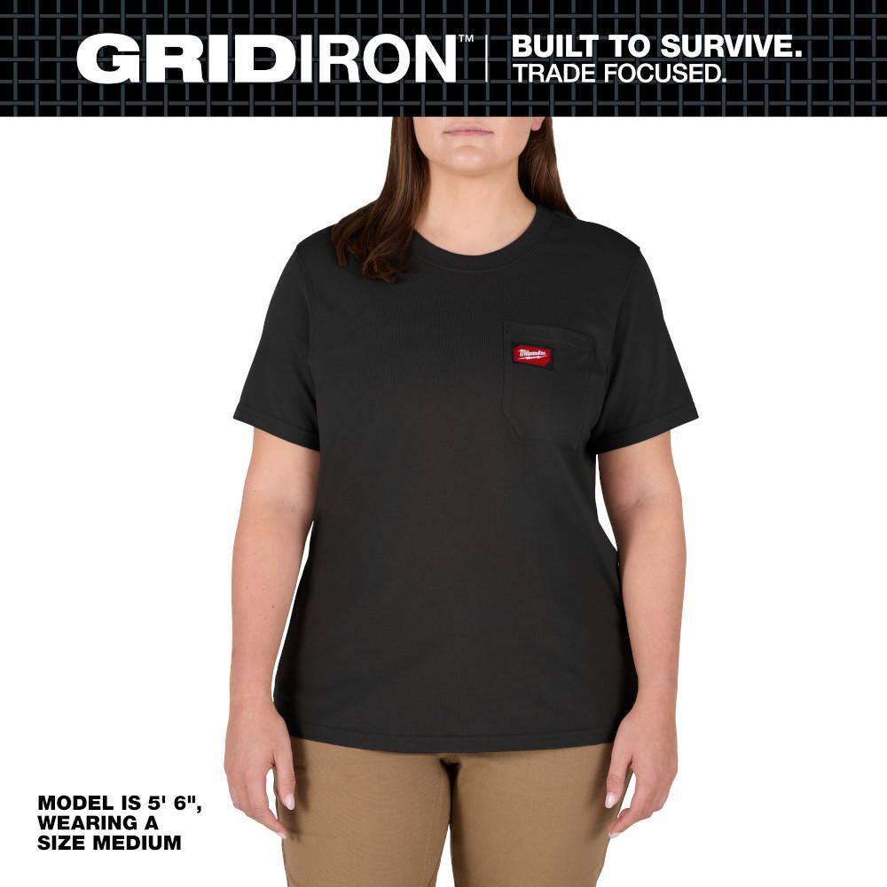 Women's Large Black GRIDIRON Short Sleeve Pocket T-Shirt price history on PriceWatchPro