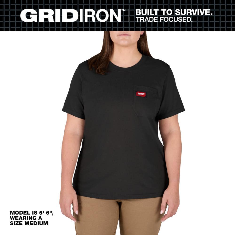 Women's Medium Black GRIDIRON Short Sleeve Pocket T-Shirt price history on PriceWatchPro
