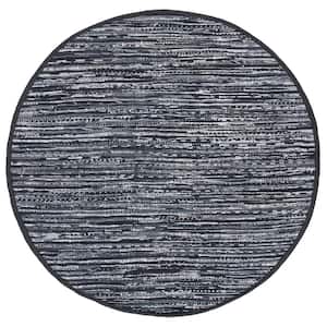 Rag Rug Black 6 ft. x 6 ft. Gradient Striped Round Area Rug