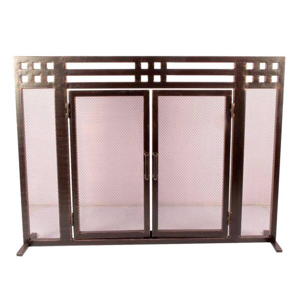 Unbranded Layton Oil Rubbed Bronze Single-Panel Fireplace Screen