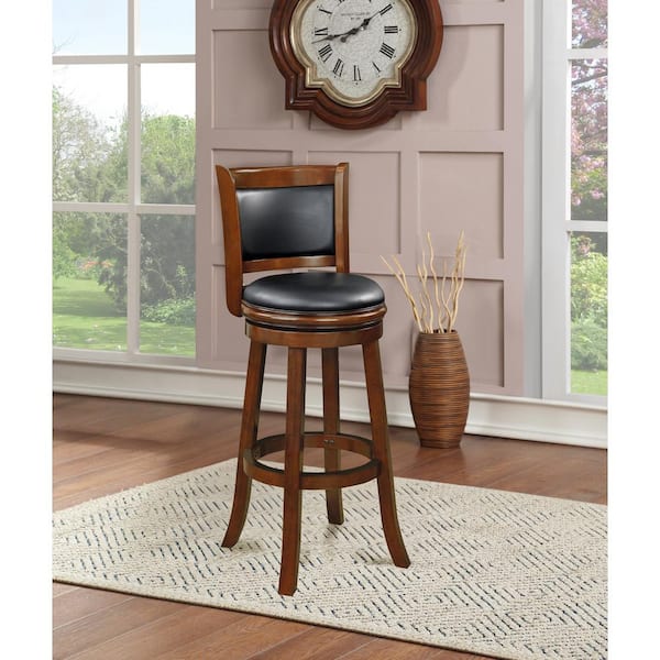 Boraam Augusta 47 in. Cherry High Back Wood 34 in. Swivel Bar Stool with Faux Leather Seat