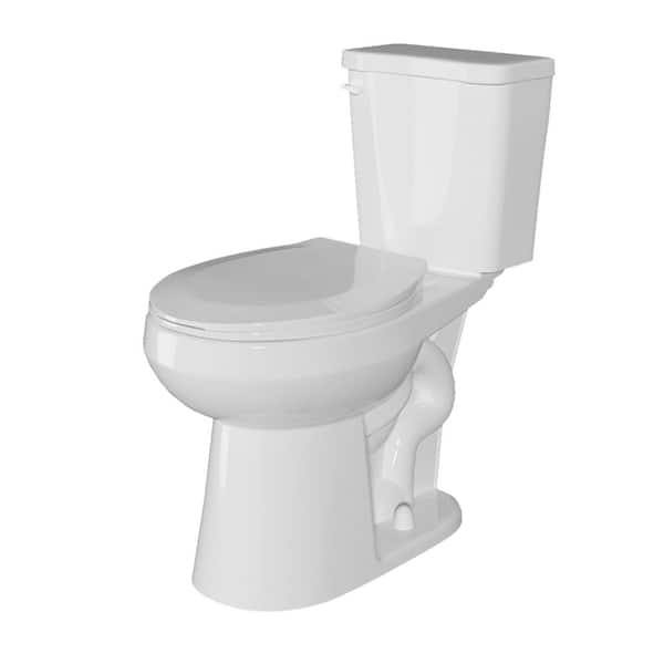 WetBase 2-Piece Toilet 17 in. ADA Height Single Flush 1.28 GPF Round Bowl Toilet in White 1000g Map with Soft Close Seat