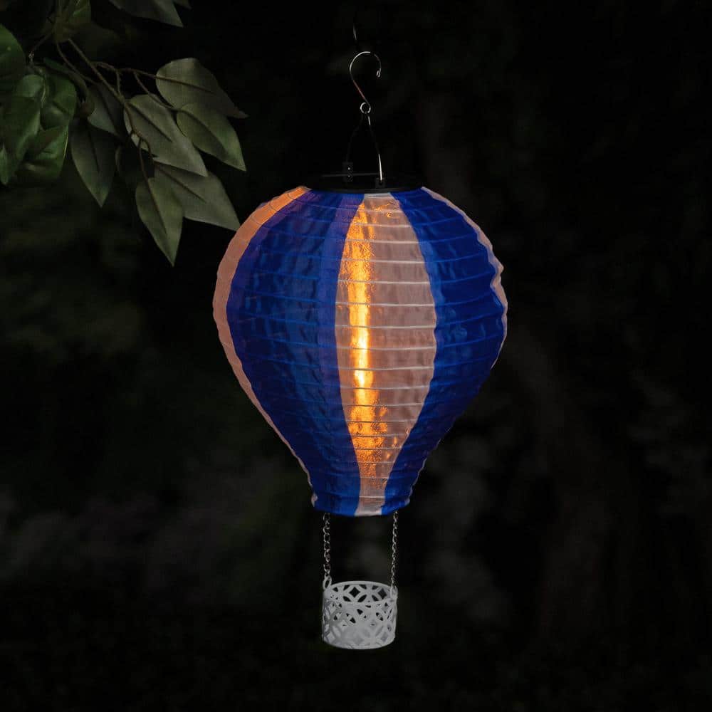 Solar Blue and White Hot Air Balloon LED Light