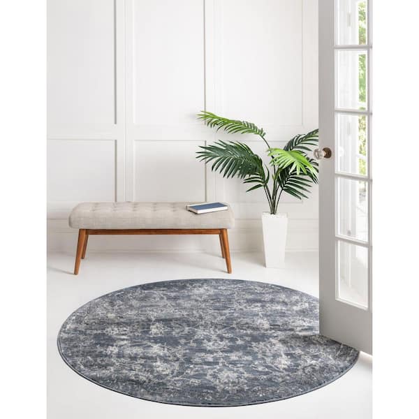 Portland Albany Blue 5 ft. x 5 ft. Round Area Rug