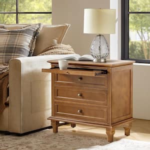Julia Acorn 27 in. H Traditional 3-Drawer Solid Wood Legs Nightstand with Charging Station