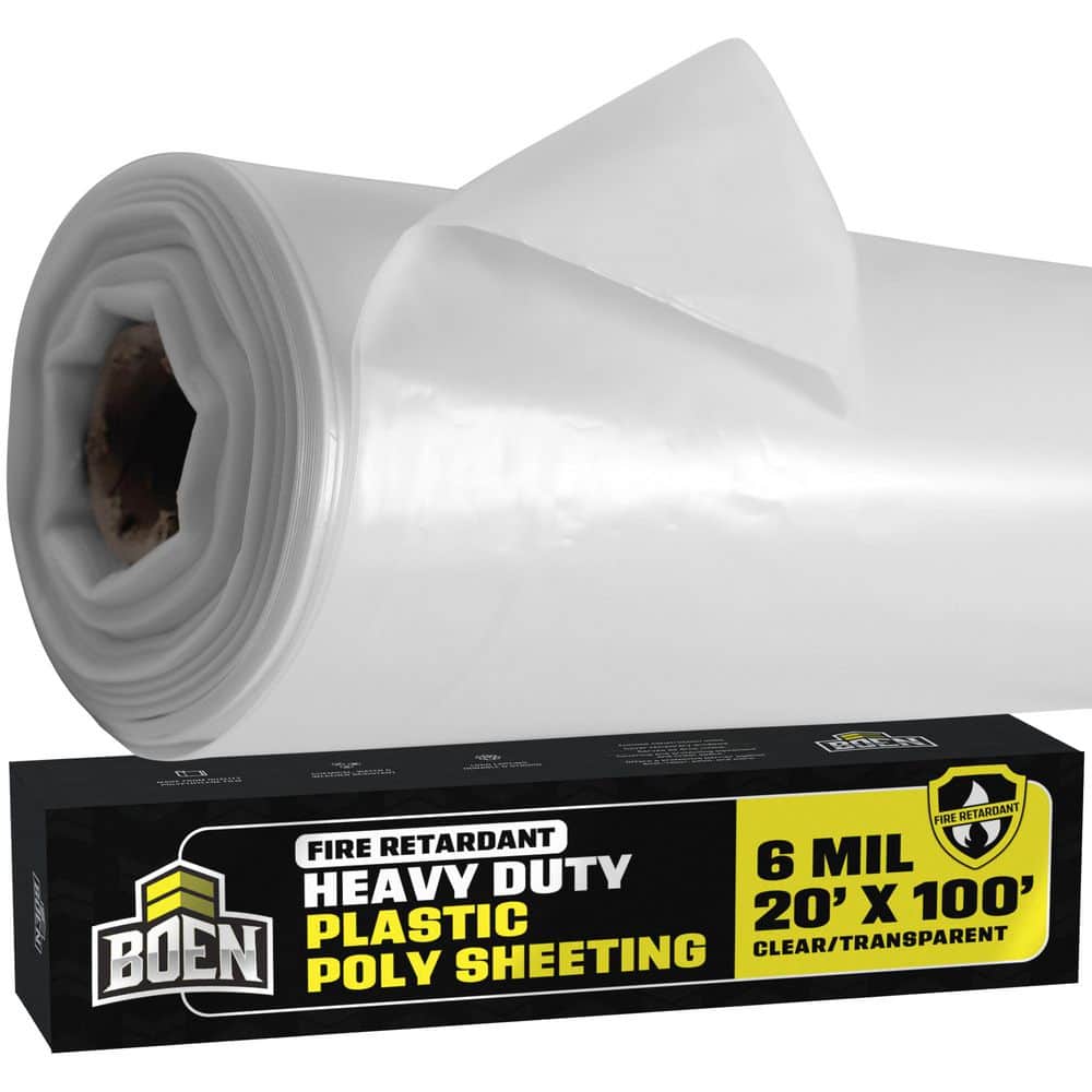 20 ft. x 100 ft. Plastic Sheeting 6 mil Fire Retardant Clear