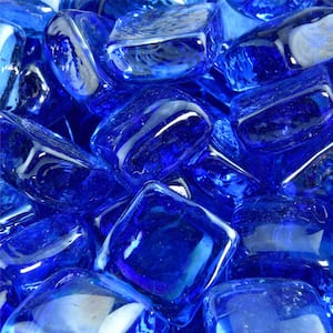 1 in. 10 lbs. Bermuda Blue Fire Glass Cubes for Indoor and Outdoor Fire Pits or Fireplaces