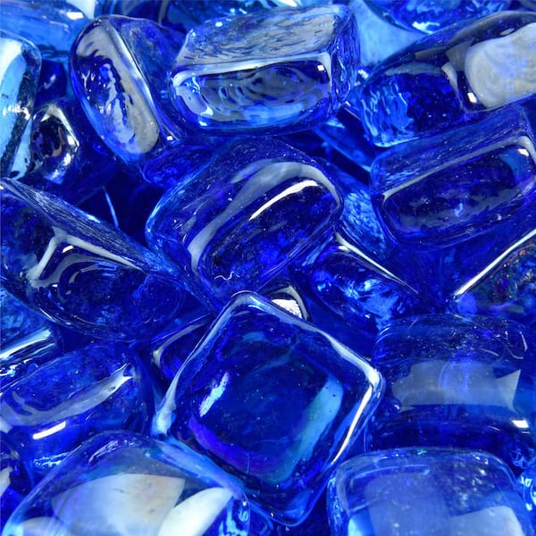 Fire Pit Essentials 1 in. 10 lbs. Bermuda Blue Fire Glass Cubes for Indoor and Outdoor Fire Pits or Fireplaces