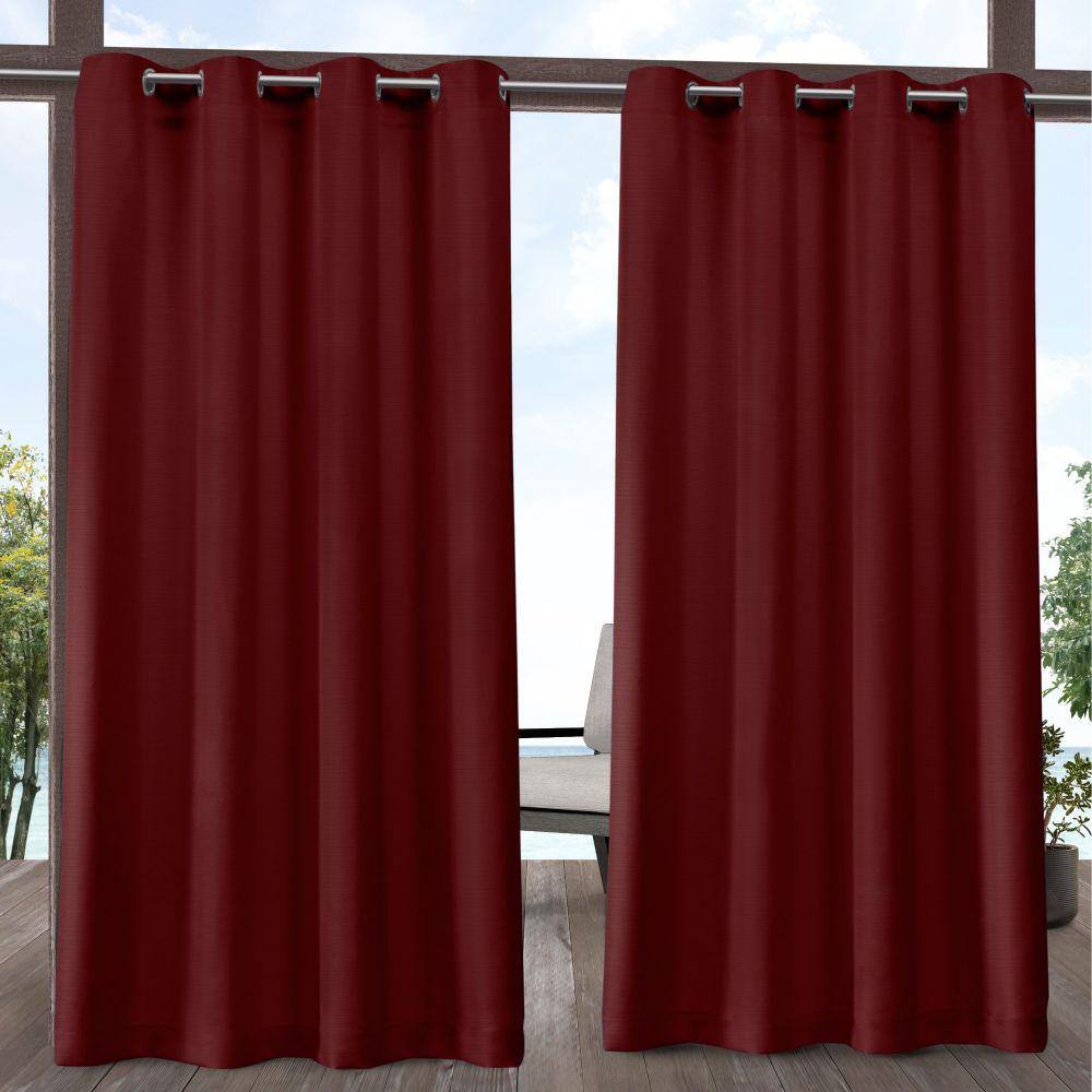 Delano Radiant Red Solid Light Filtering Grommet Top Indoor/Outdoor Curtain Panel, 54 in. W x 96 in. L (Set of 2) price history on PriceWatchPro