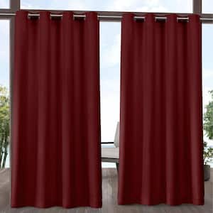 Delano Radiant Red Solid Light Filtering Grommet Top Indoor/Outdoor Curtain Panel, 54 in. W x 96 in. L (Set of 2)