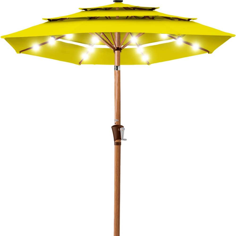 10 ft. Steel Market Solar Tilt Patio Umbrella in Yellow