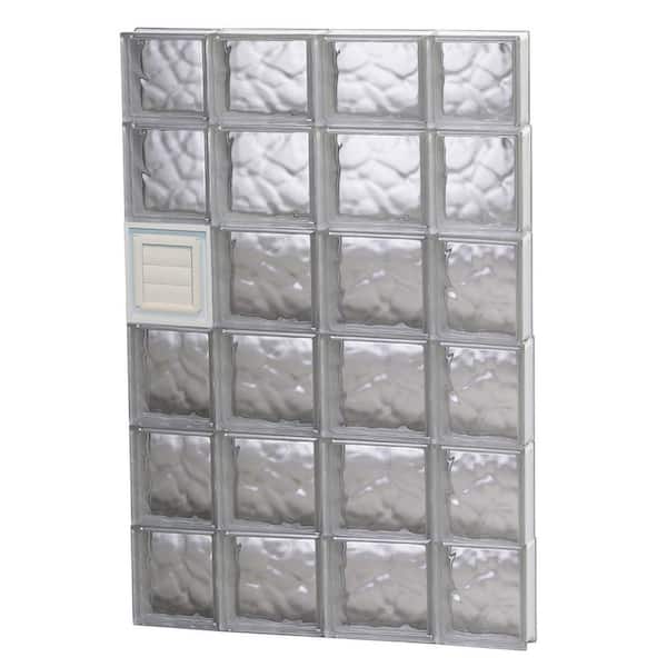 Clearly Secure 27 in. x 44.5 in. x 3.125 in. Frameless Wave Pattern Glass Block Window with Dryer Vent