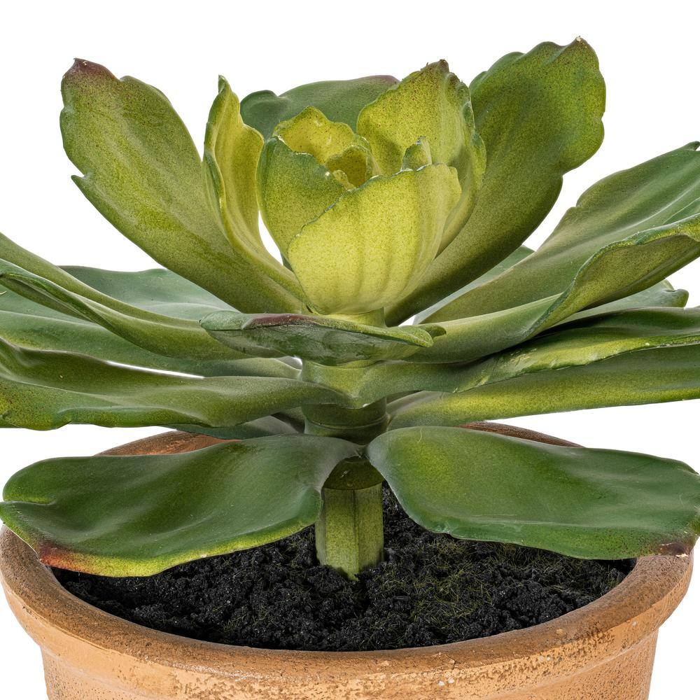 9" Green Faux Succulent in Brown Paper Pot