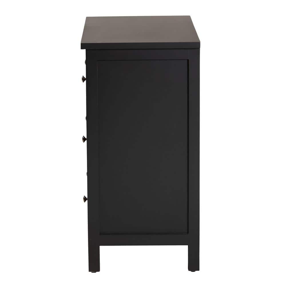 Yelena Traditional Black Wood 3-Drawer Storage Cabinet
