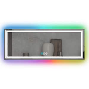 84 in. W x 32 in. H Rectangular Frameless LED Light Anti Fog Wall Bathroom Vanity Mirror in RGB Backlit Front Lighted