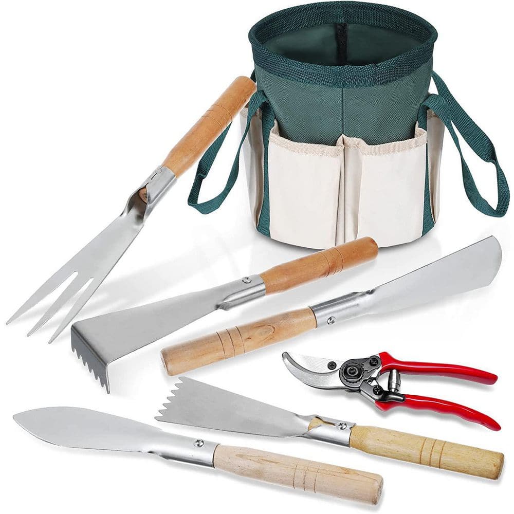 7-Piece Stainless Steel Heavy-Duty Garden Tool Set